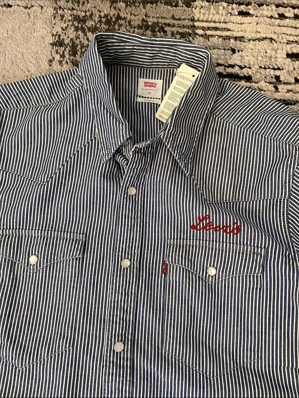 New Men’s Levi’s The Western Railroad Pearl Snap Shirt Medium